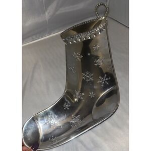 Mariposa Cast‎ Aluminum Christmas Stocking Serving Decor Dish Vintage Metal 19"